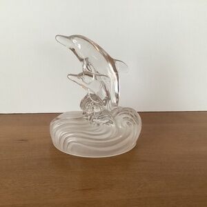 Mom and Baby Dolphins Figurine 24% Lead Crystal Oneida 5.5 inch